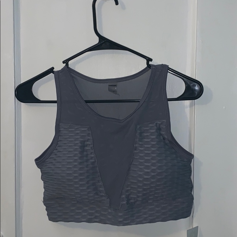 Grey/Silver Textured Sports Bra